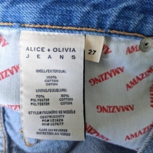 Alice and Olivia High Waist Ripped Boyfriend Jeans 27 Medium Blue Denim Designer - Picture 6 of 6